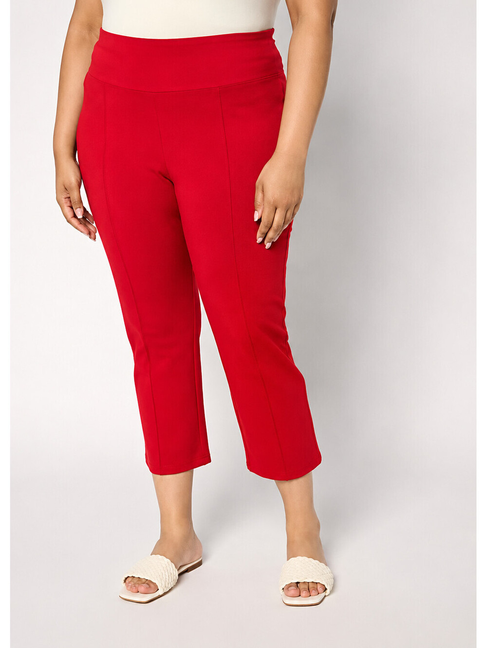 Women with Control Regular 86/14 Straight Leg Crop Empower Pant Ribb Red, Tall L